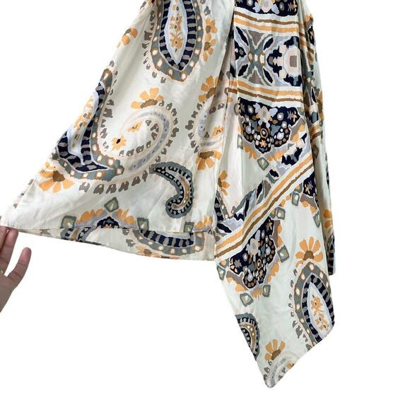 Anthropologie HD in Paris Silk Moonset Asymmetric Tank Paisley Cream Orange, 4 - Picture 8 of 10